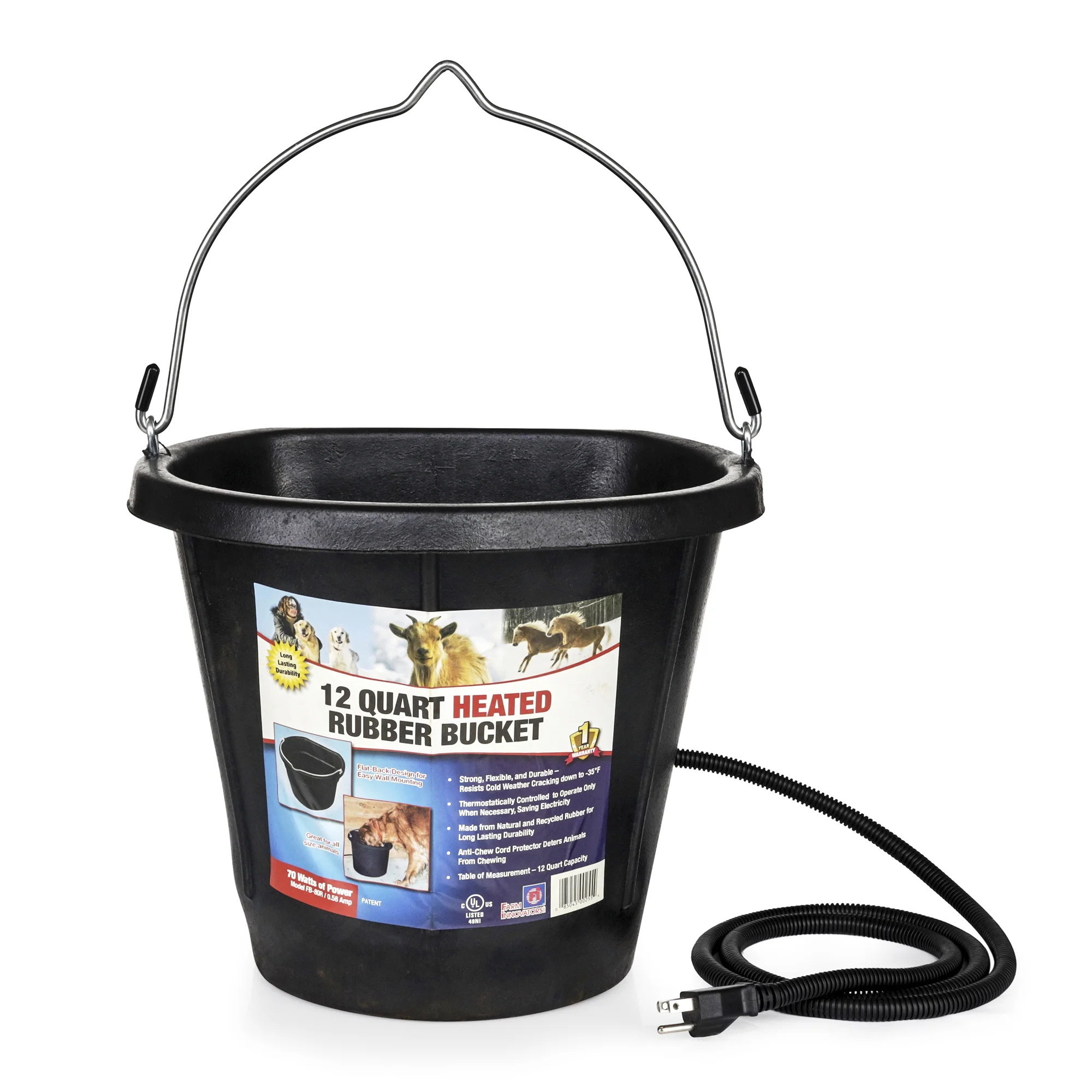 Heated Rubber Flat Back Bucket