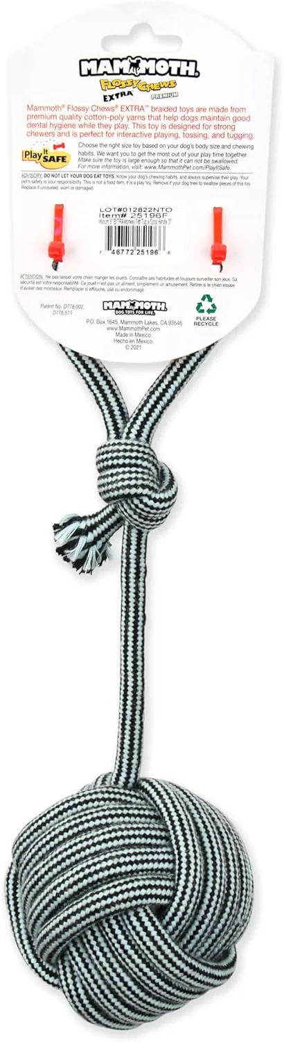 Flossy Chew EXTRA Monkey Fist Tug w/ 20" Loop Handle - Medium