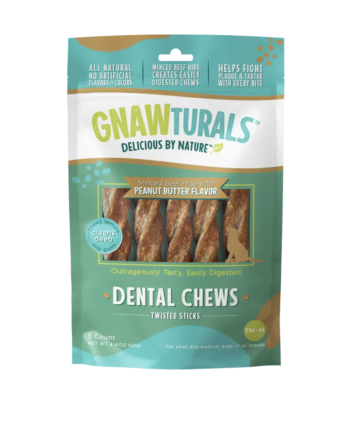5.5" Small/Medium Twisted Stick Dental Chew - Peanut Butter