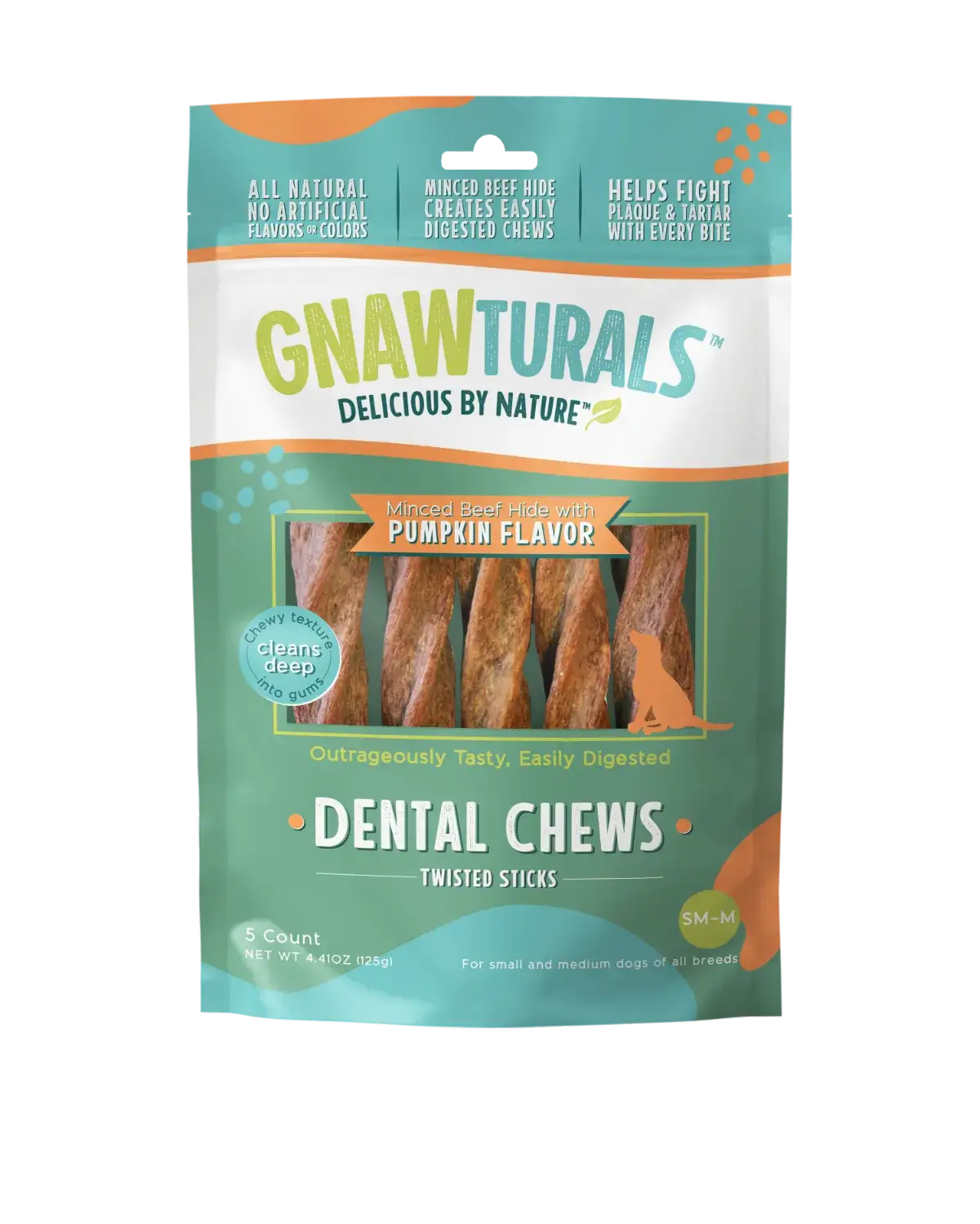 5.5" Small/Medium Twisted Stick Dental Chew - Pumpkin