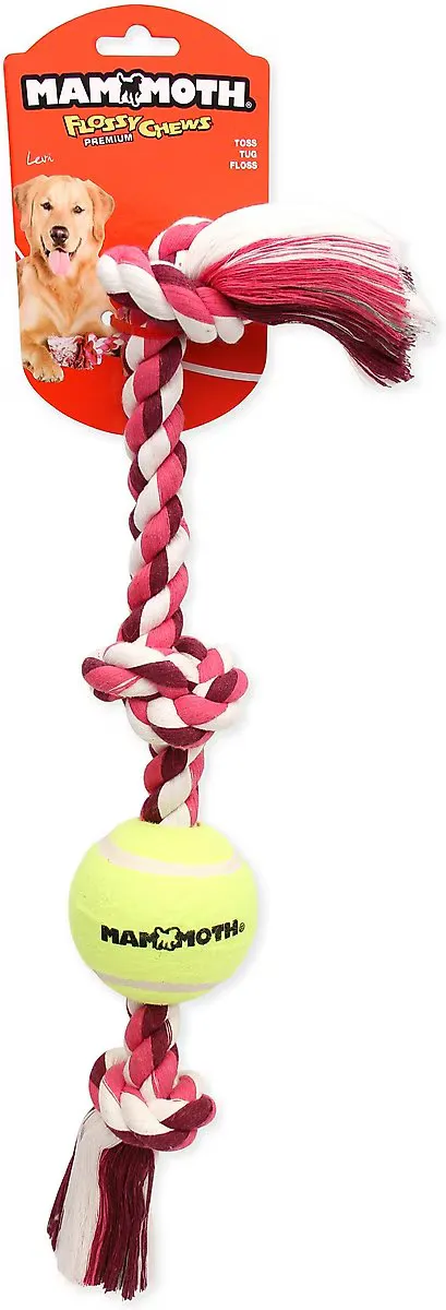 Flossy Chew 3 Knot Tug w/ 3" Tennis Ball - Medium